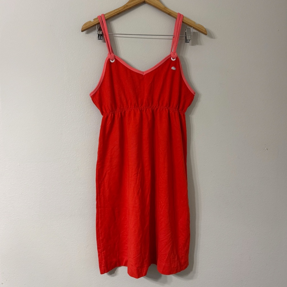 Lacoste Red Sleeveless Dress with Pink Trim - Size 44